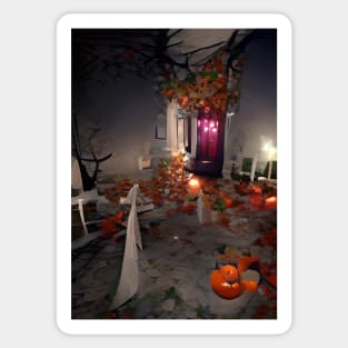 HALLOWEEN IN A GREEK COURTYARD Sticker